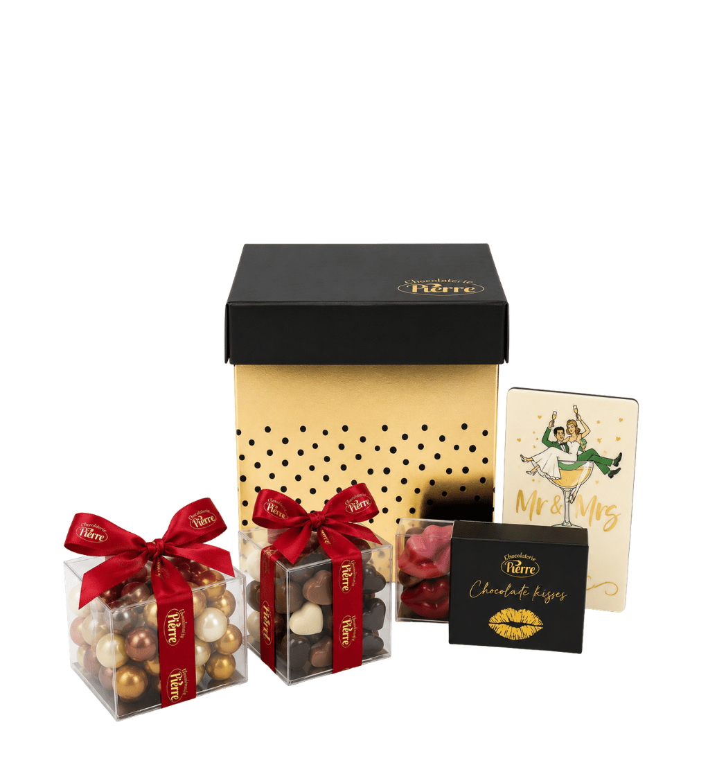 Honeymoon Pakket Klein – Chocolade Tablet, Kusjes Bonbons & Hartjes