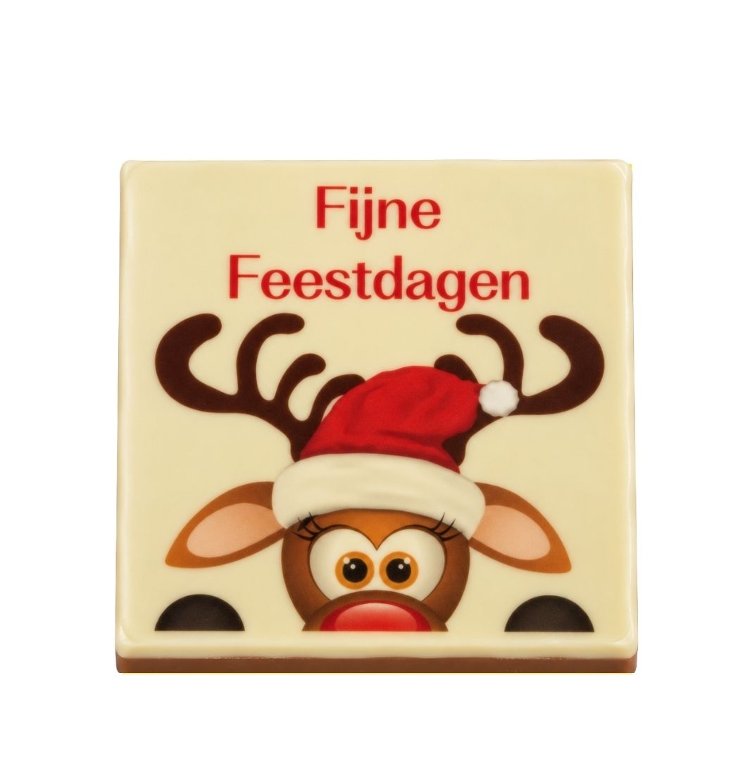 Chocoladetablet Fijne feestdagen met rendier - Kerst chocolade