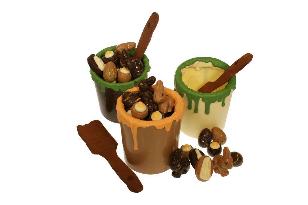 Chocolade Verfpotje met bonbons en eitjes – Paascadeau