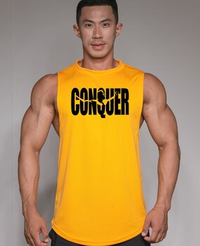 DYEH  Collection DYEH Conquer Dri-Fit Yellow Muscle Top DYEH  Collection DYEH Conquer Dri-Fit Yellow Muscle Top