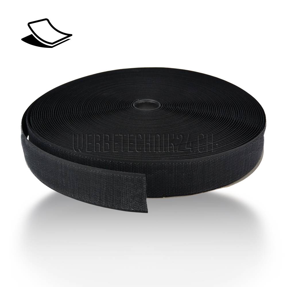 Bande Velcro noir _ partie crochets _ adhésive 50mm x 25m