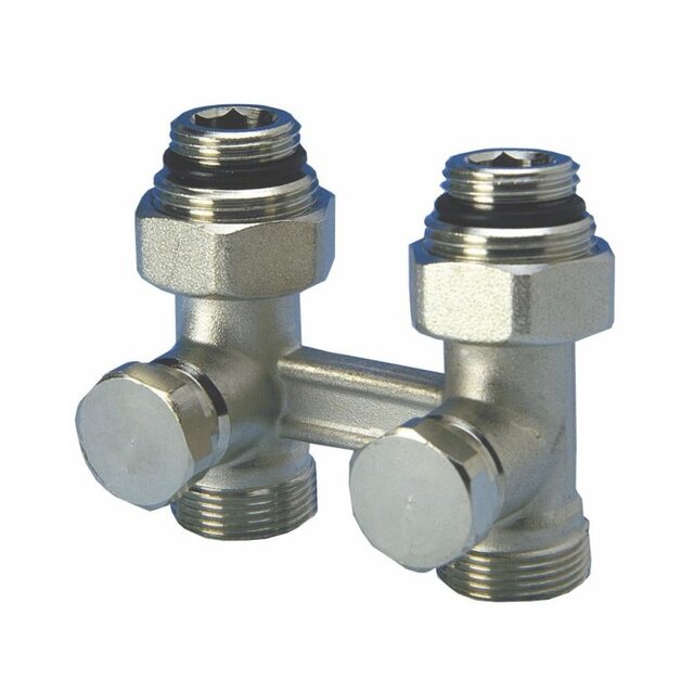 Recht H-stuk (2 - pijps) 1/2"MxM24M