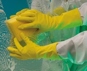 HUISHOUD HANDSCHOEN STARLING GEEL  LATEX S 0,4MM-30CM