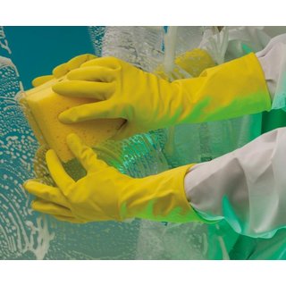 HUISHOUD HANDSCHOEN STARLING GEEL  LATEX S 0,4MM-30CM