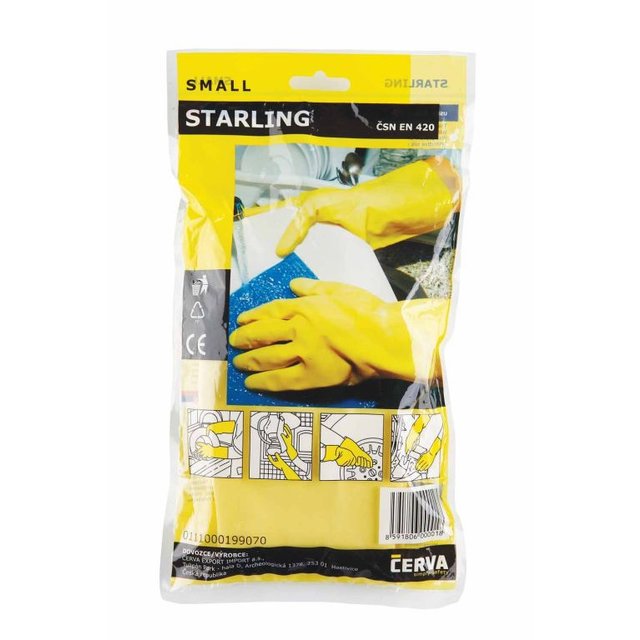 HUISHOUD HANDSCHOEN STARLING GEEL  LATEX S 0,4MM-30CM