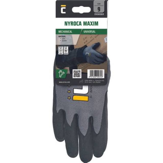 HANDSCHOEN GRIJS NYLON/SPANDEX+ZWART NITRILE FOAM COATING NYROCA MAXIM M.9C HANDSCHOEN GRIJS NYLON/SPANDEX+ZWART NITRILE FOAM COATING NYROCA MAXIM M.9C