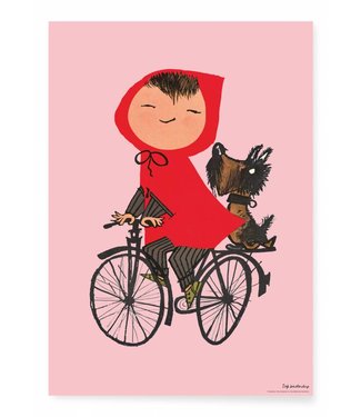 Kek Amsterdam Poster 'The Girl on Bicycle', pink, 42 x 60 cm