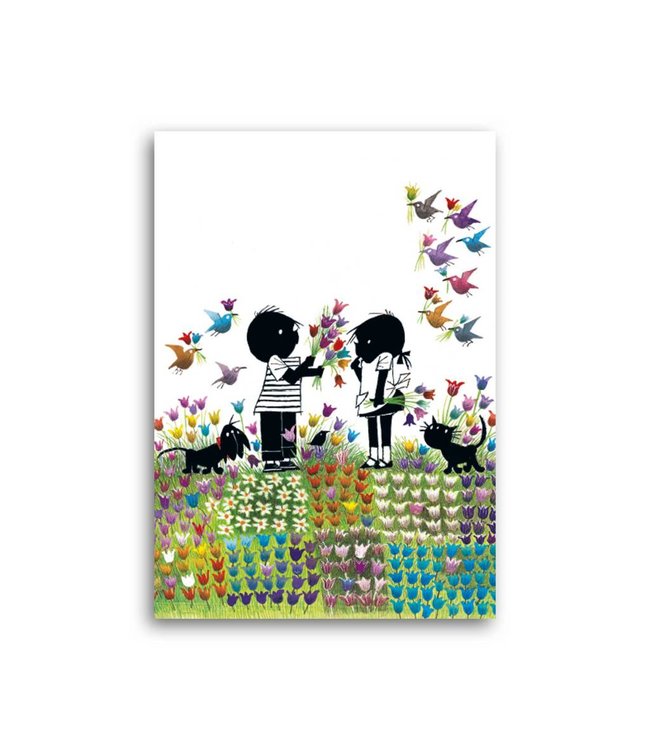 'Jip and Janneke in a flower meadow' Single Card, Fiep Westendorp