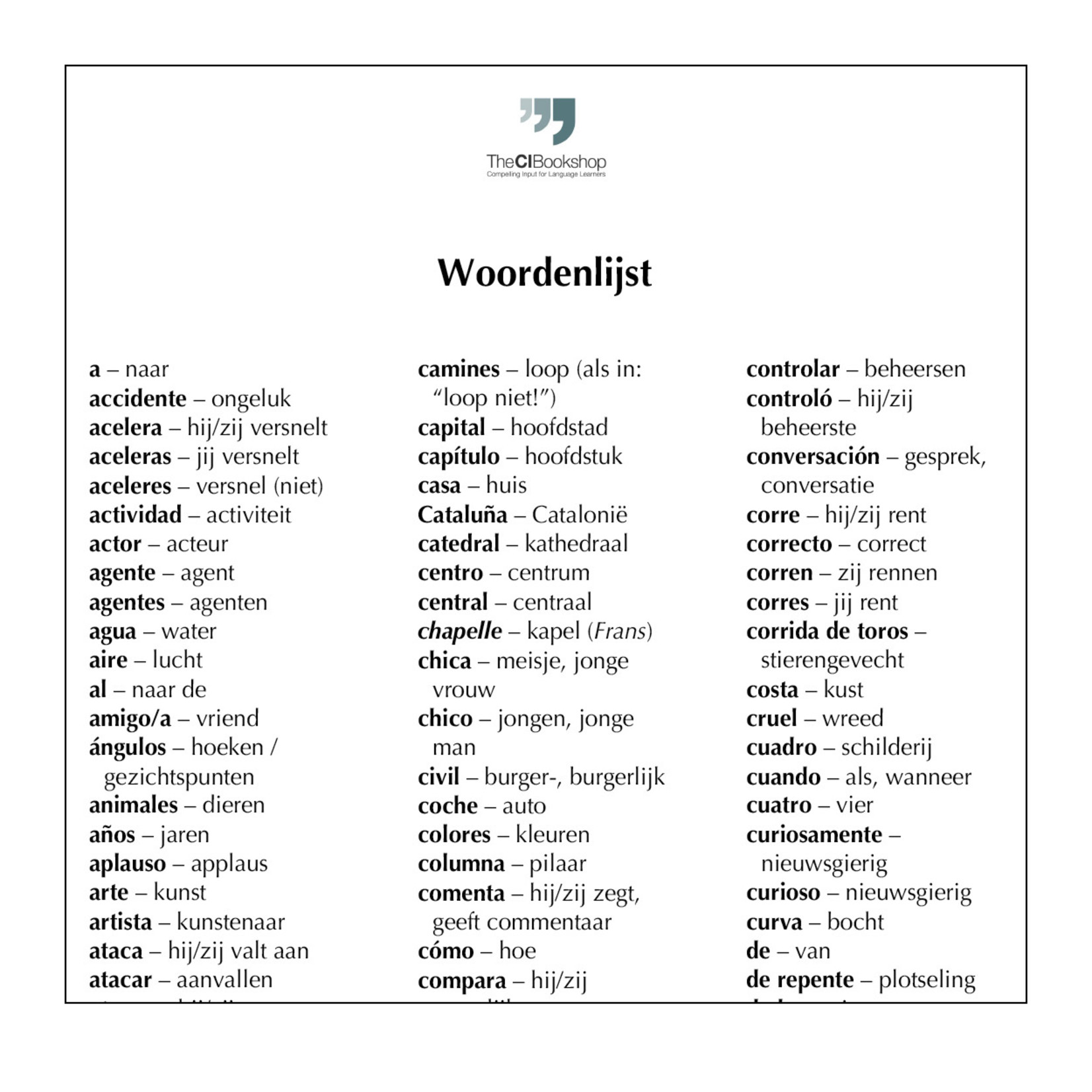 Dutch glossary for Paralelo 38