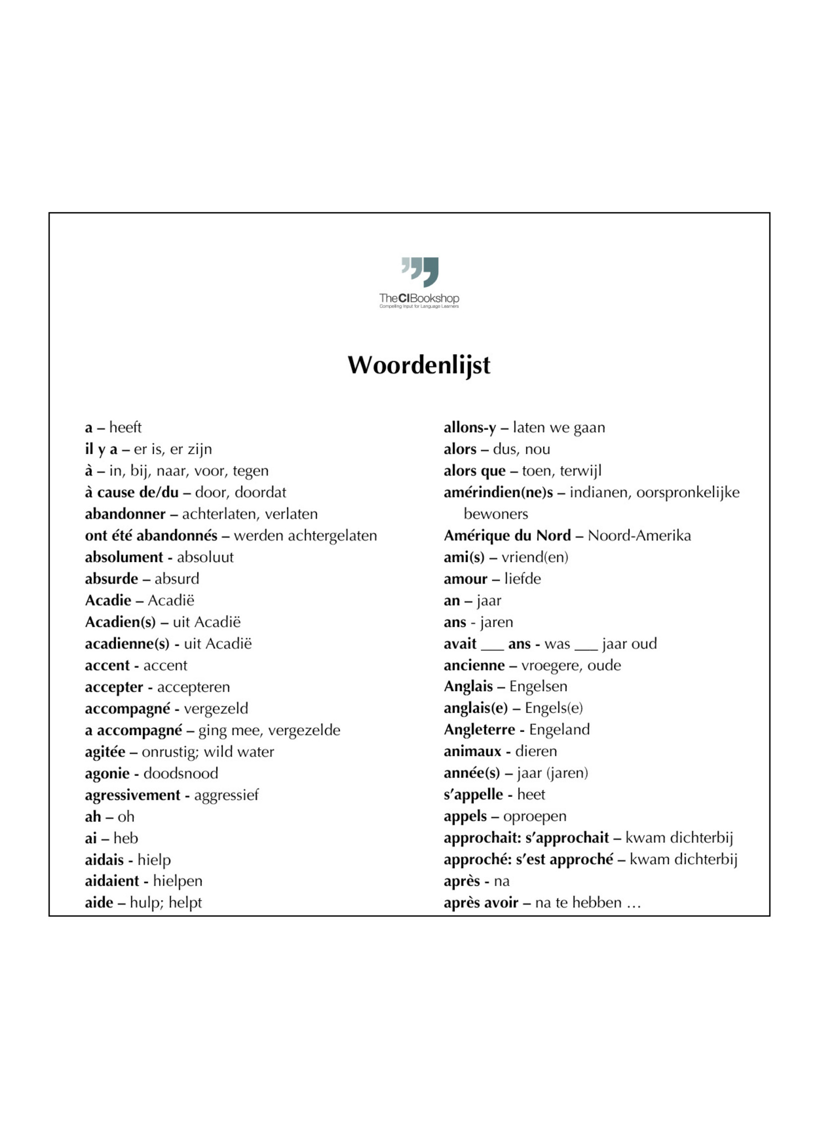 Dutch glossary for Bart veut un chat