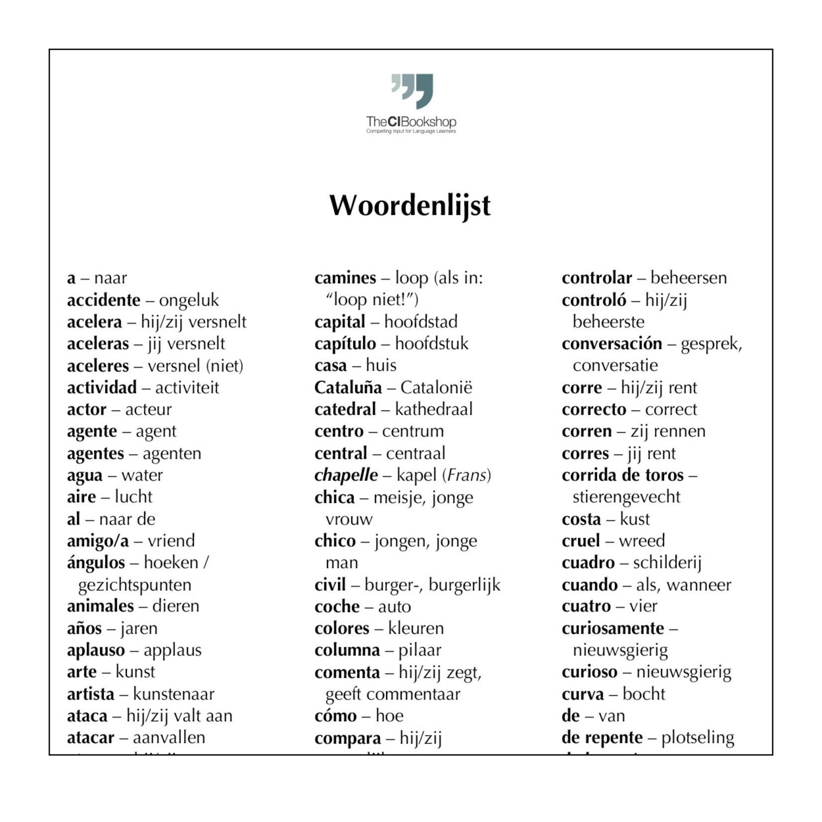 Dutch glossary for Las sombras