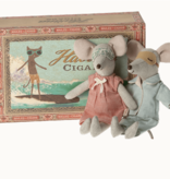 Maileg Father and Mother Mouse in Cigar Box