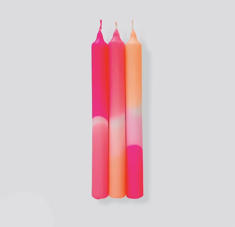 Pink Stories Dip Dye Neon Kaarsen - Flamingo Dreams (set van 3)      - Copy