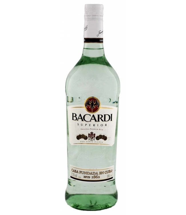 Bouteille d'alcool vide Rhum Bacardi Superior 1 litre -  France