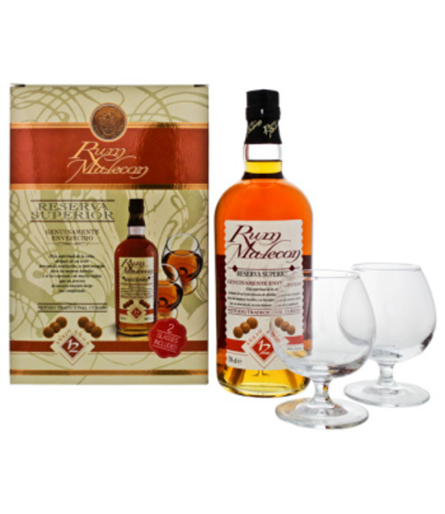 Malecon Reserva Superior 12YO + glazen 0,7L 40%