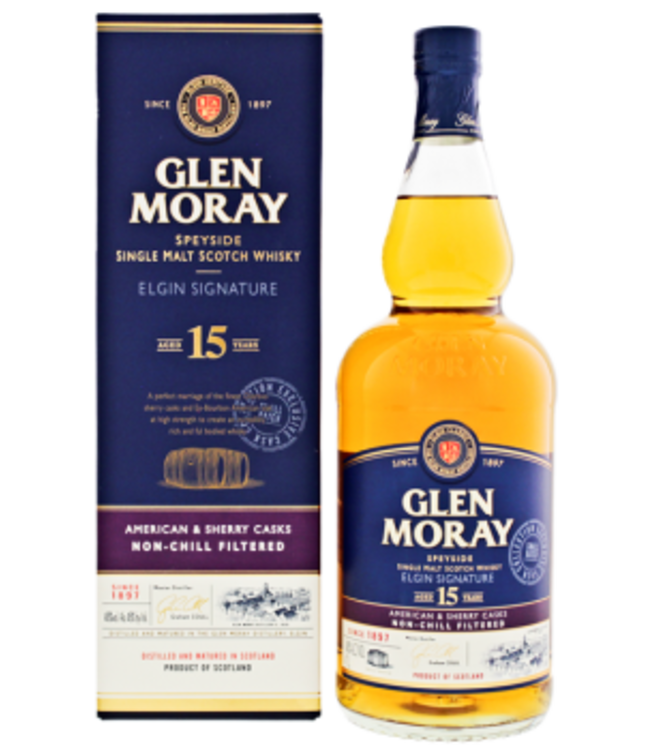 Glen Moray 15YO Elgin Signature Single Malt Scotch Whisky 1,0L -GB-