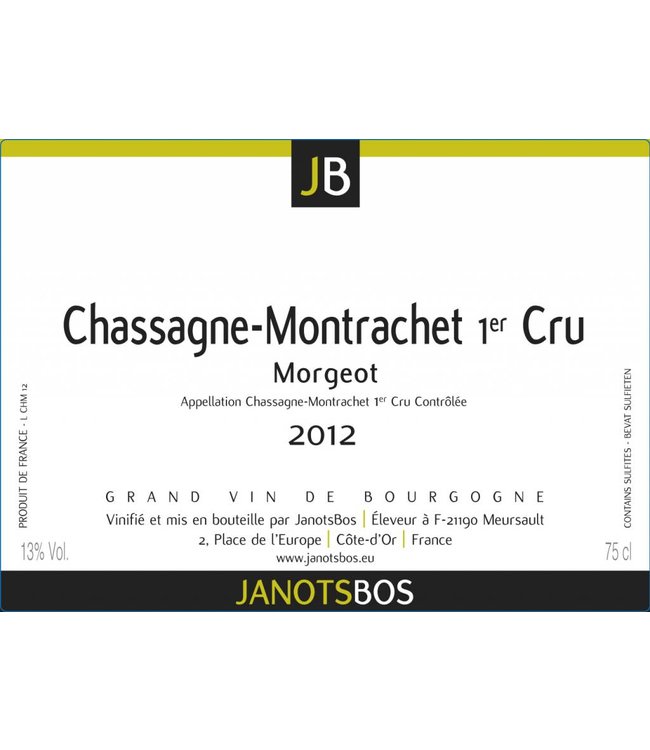 2012 Chassagne Montrachet 1er Cru Morgeot Janotsbos 75cl