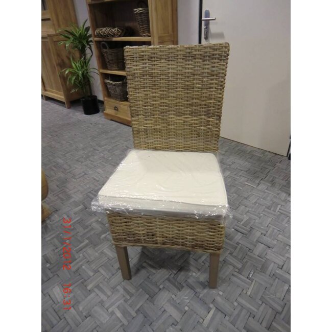 Gray wash rattan chair