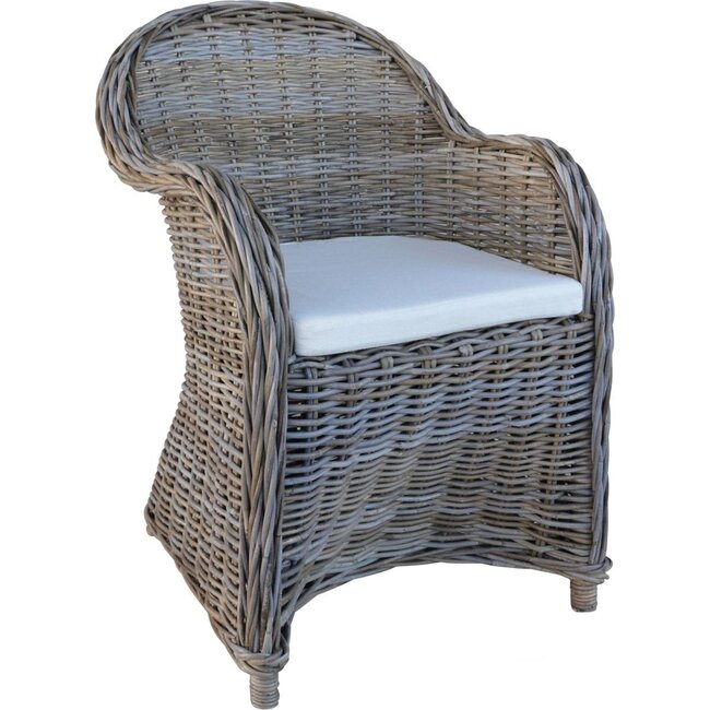 Decomeubel Rotan Stoel Kubu Grey met wit Kussen - 1 stoel