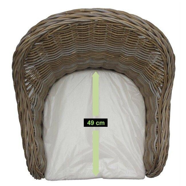 Decomeubel Rattanstuhl Kubu Grau mit schwarzem Kissen - 1 Stuhl