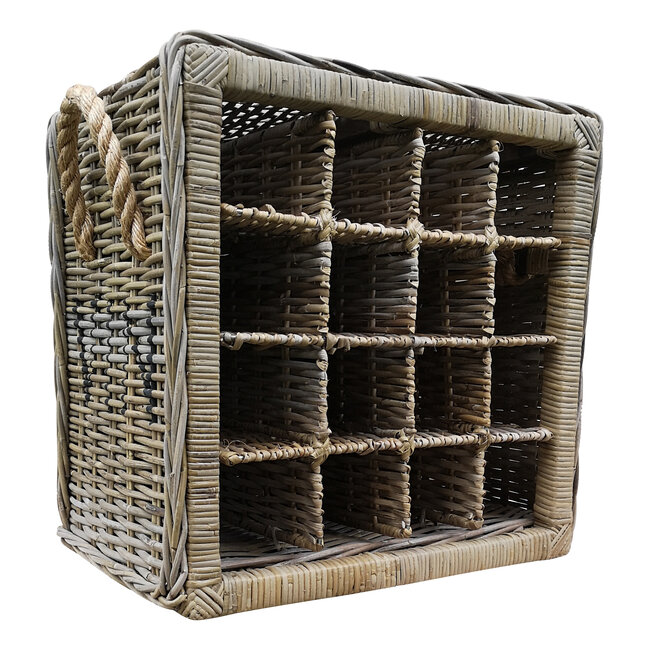 Decomeubel Rattan wine rack for 16 (wine) bottles