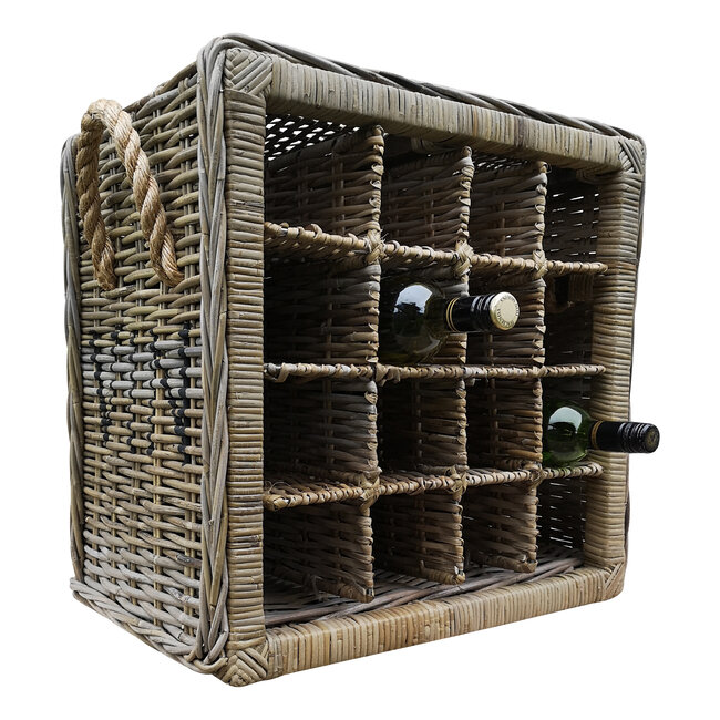 Decomeubel Casier à vin en rotin pour 16 bouteilles (de vin)