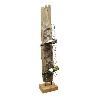 Decomeubel Weinregal aus Teak-Treibholz für 8 Flaschen