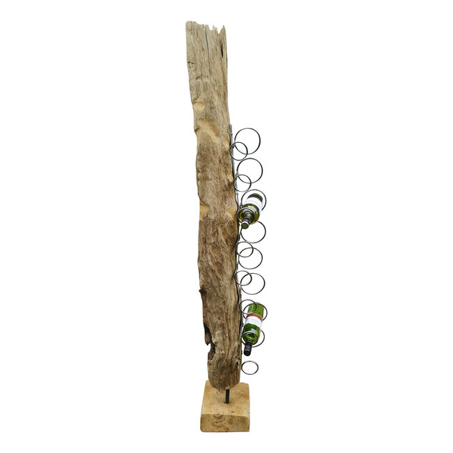 Decomeubel Teak driftwood wine rack 8 bottles