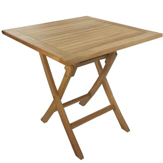 Decomeubel Klappbarer Teak-Gartentisch, quadratisch, 80 x 80 cm