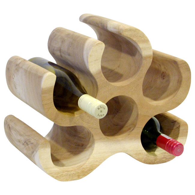 Decomeubel Solid wood wine rack "Mahkota" for 6 bottles