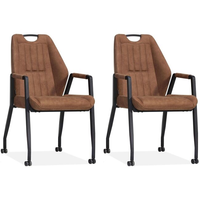 MX Sofa Krzesło Axa na kółkach - Koniak - zestaw 2 szt