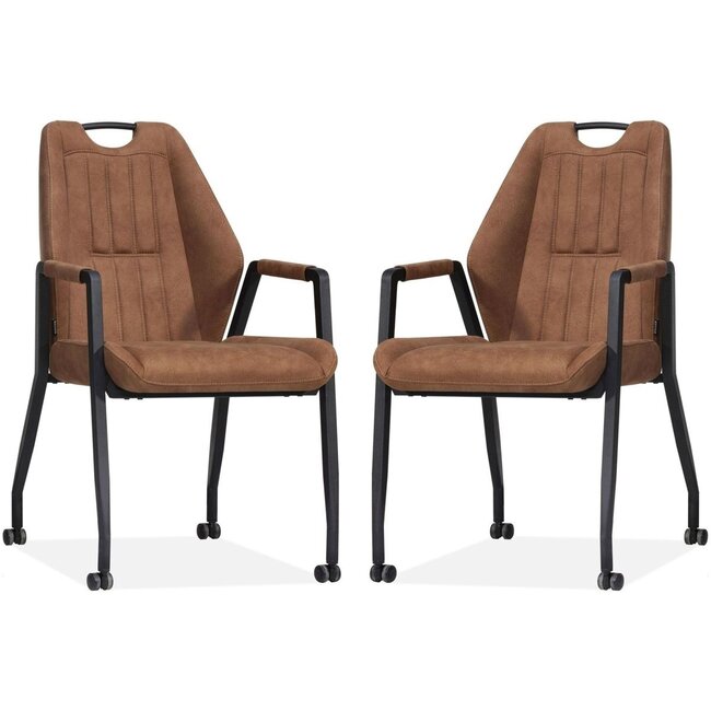 MX Sofa Axa Stuhl mit Rollen – Cognac – 2er-Set