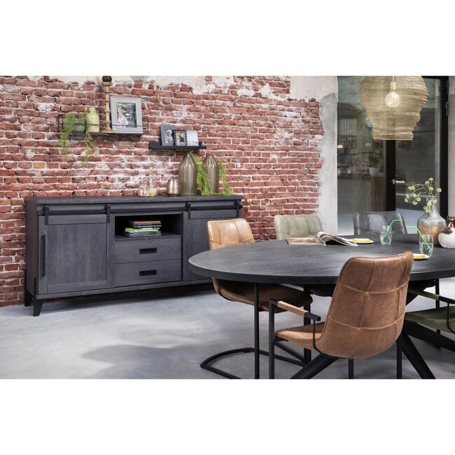 Lamulux Sideboard Space 2 sliding doors, 4 drawers, 2 open compartments