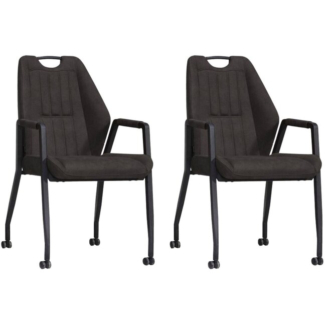 MX Sofa Axa chair with wheels - Anthracite - set of 2 pieces