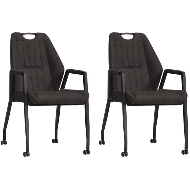MX Sofa Krzesło Axa na kółkach - Antracyt - zestaw 2 szt