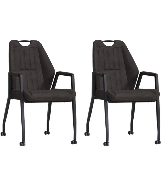 MX Sofa Chair Axa with wheels - Anthracite - set of 2 pieces