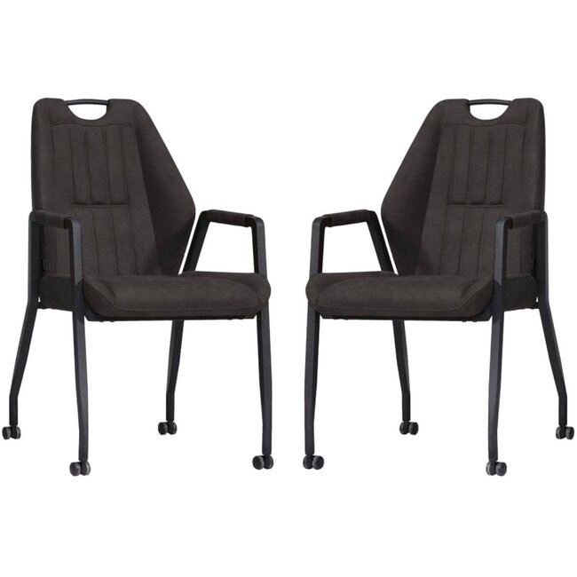 MX Sofa Axa chair with wheels - Anthracite - set of 2 pieces