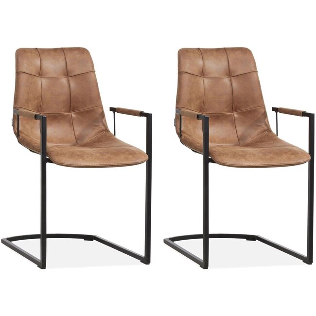 MX Sofa Chair Condor with armrest freeswing leg color Cognac - set of 2 chairs