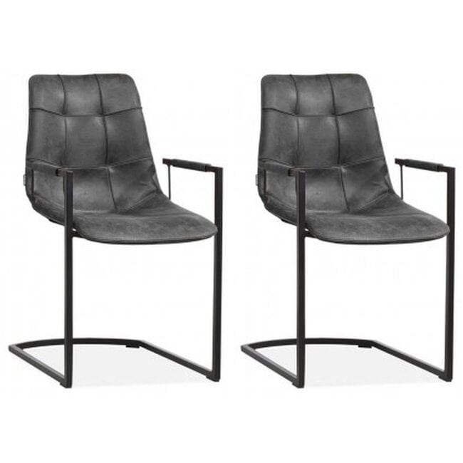 MX Sofa Krzesło Condor z podłokietnikiem i podstawą freeswing, kolor antracytowy – zestaw 2 krzeseł