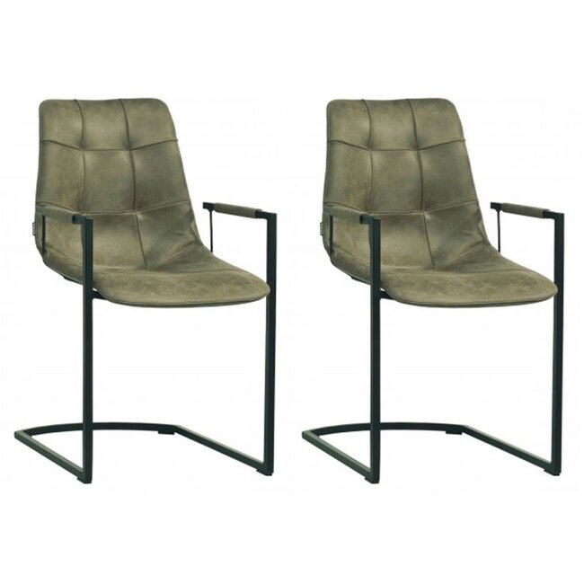 MX Sofa Krzesło Condor z podłokietnikami i nogami wolnoskrętnymi w kolorze oliwkowym - zestaw 2 krzeseł