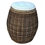 Rattan storage stool with seat cushion