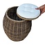 Rattan storage stool with seat cushion