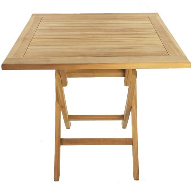 Decomeubel Table de jardin pliable en TECK carrée 70 x 70 cm