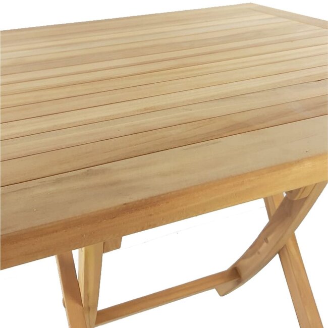 Decomeubel Table de jardin pliante carrée en teck 70 x 70 cm