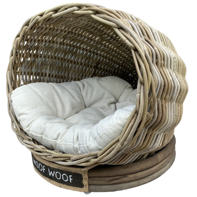 Decomeubel Rattan Hundekorb IGLO mit Kissen