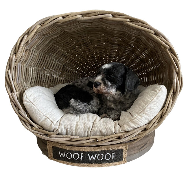 Decomeubel Rattan dog basket IGLO with cushion