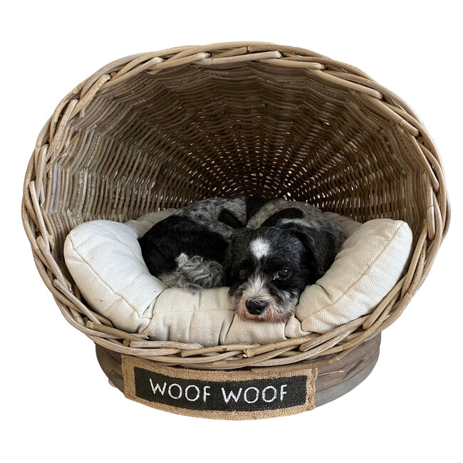 Decomeubel Rattan Hundekorb IGLO mit Kissen