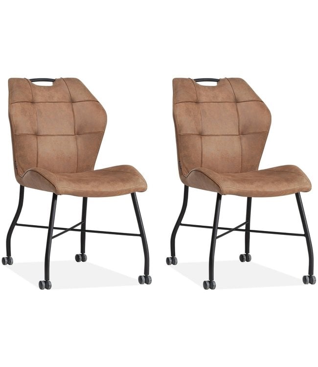 MX Sofa Krzesło do jadalni Lee - Cognac (zestaw 2 sztuk)