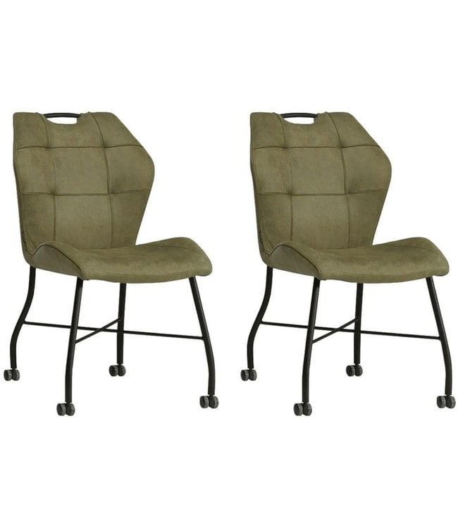 MX Sofa Chaise de salle à manger Lee - Vert olive (ensemble de 2 pièces)