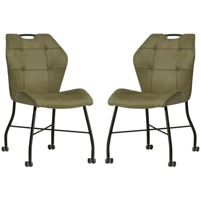 MX Sofa Chaise de salle à manger Lee - Vert olive (lot de 2 pièces)